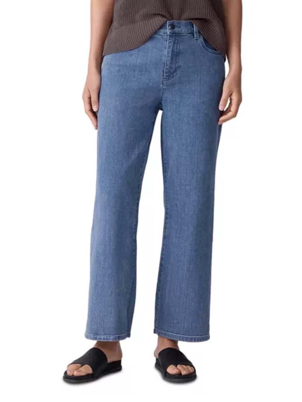 Eileen Fisher High Rise Straight Ankle Jeans Size XL Stretch Comfort Western